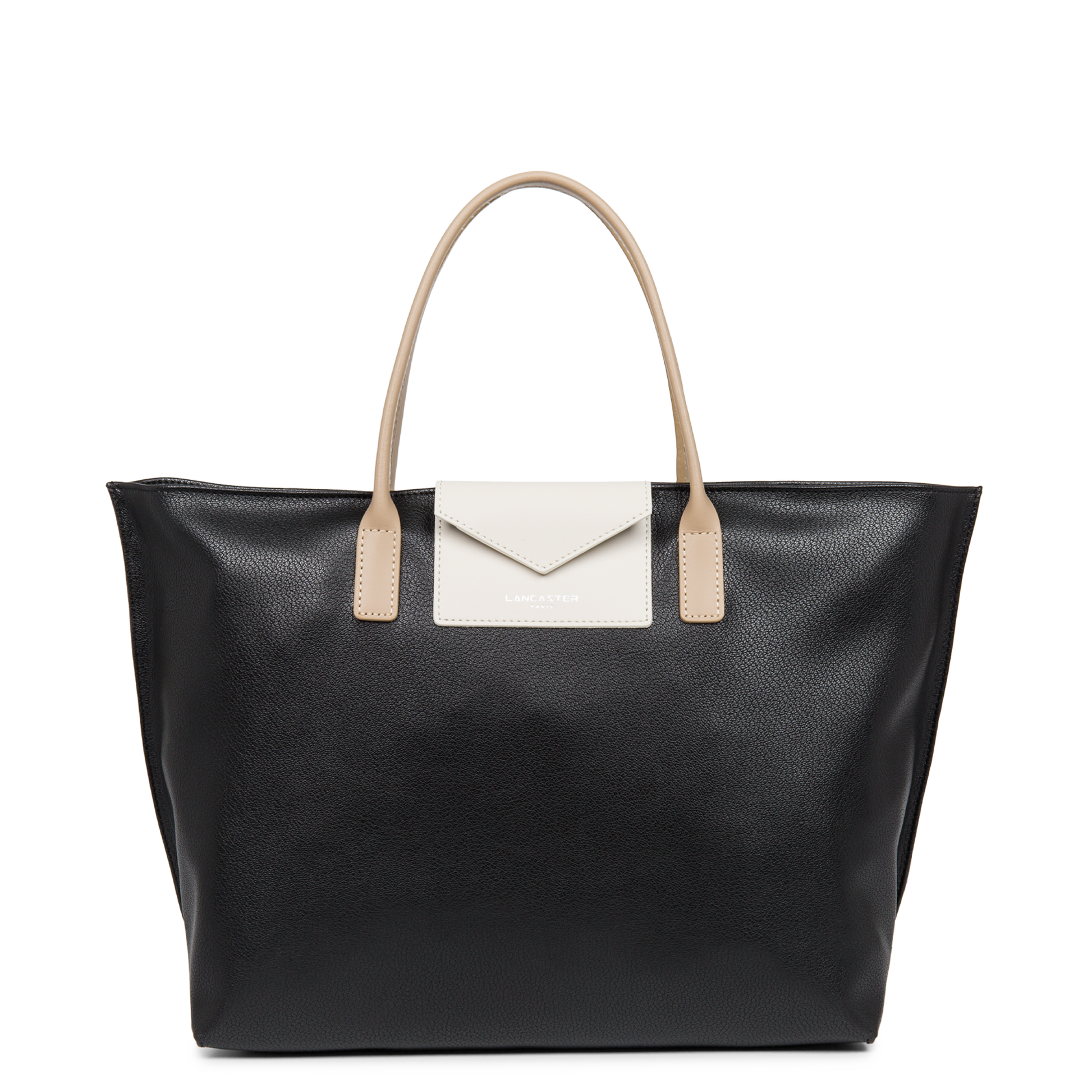 grand sac cabas main - maya #couleur_noir-ecru-nude