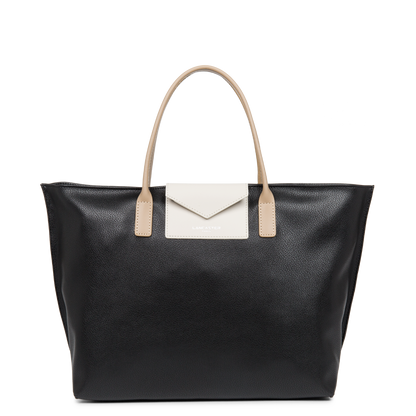 grand sac cabas main - maya #couleur_noir-ecru-nude