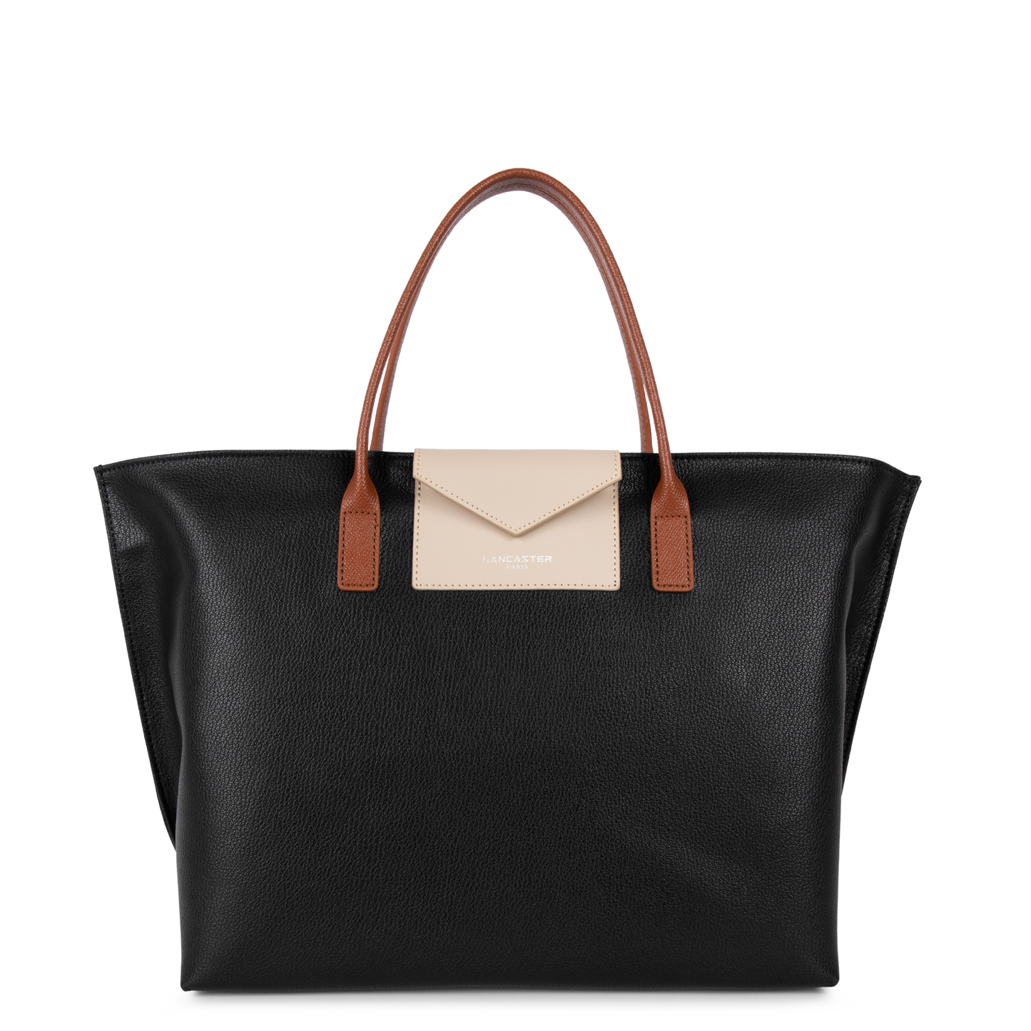 grand sac cabas main - maya #couleur_noir-galet-ros-cognac