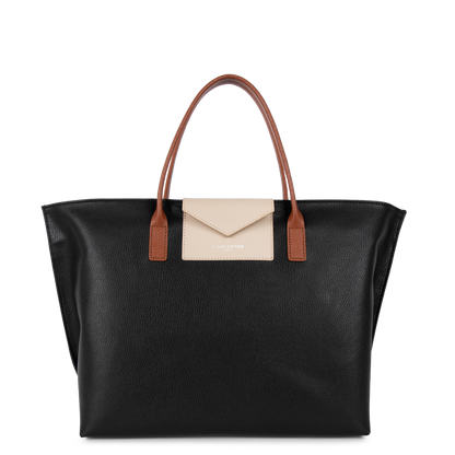 grand sac cabas main - maya #couleur_noir-galet-ros-cognac