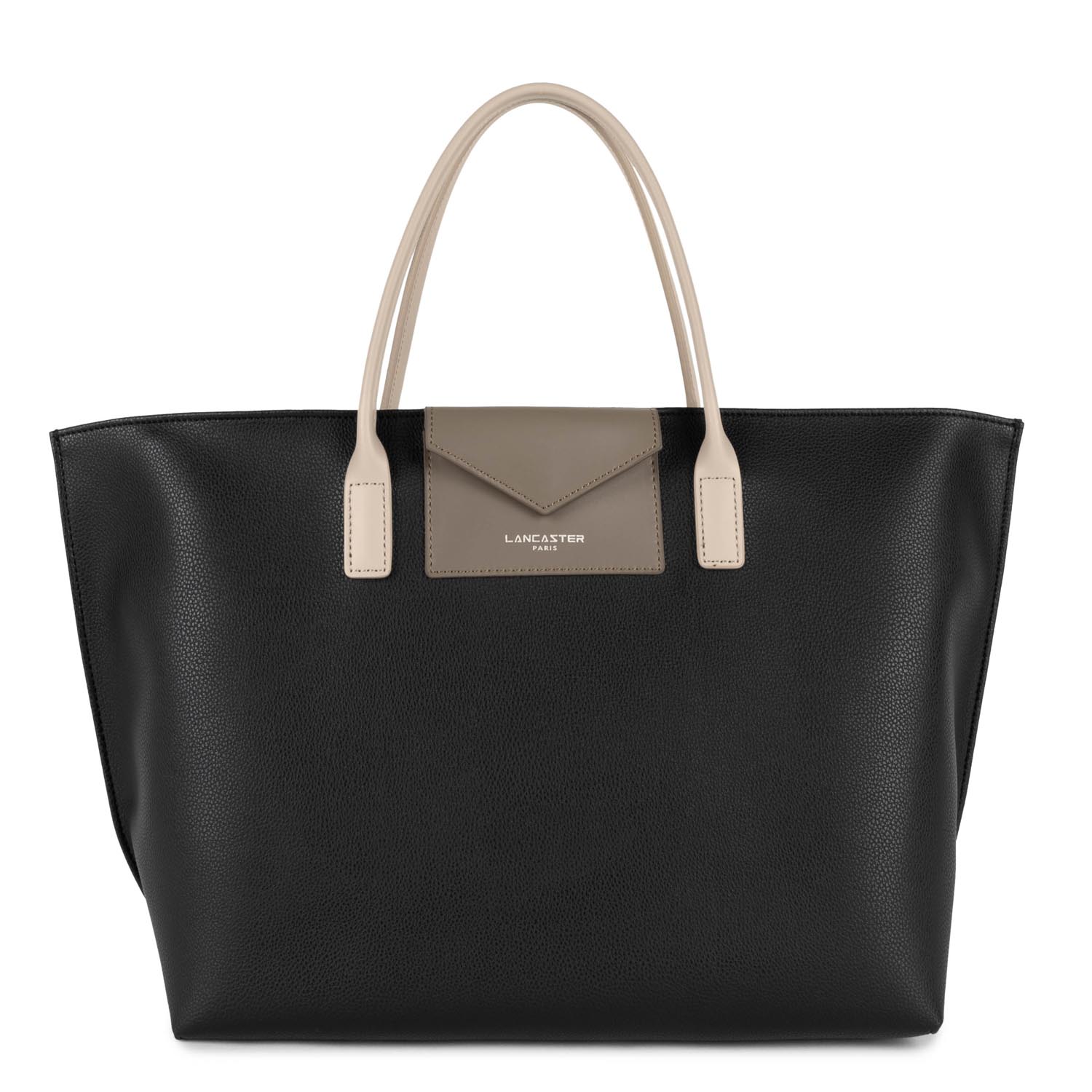 grand sac cabas main - maya #couleur_noir-taupe-galet-ros