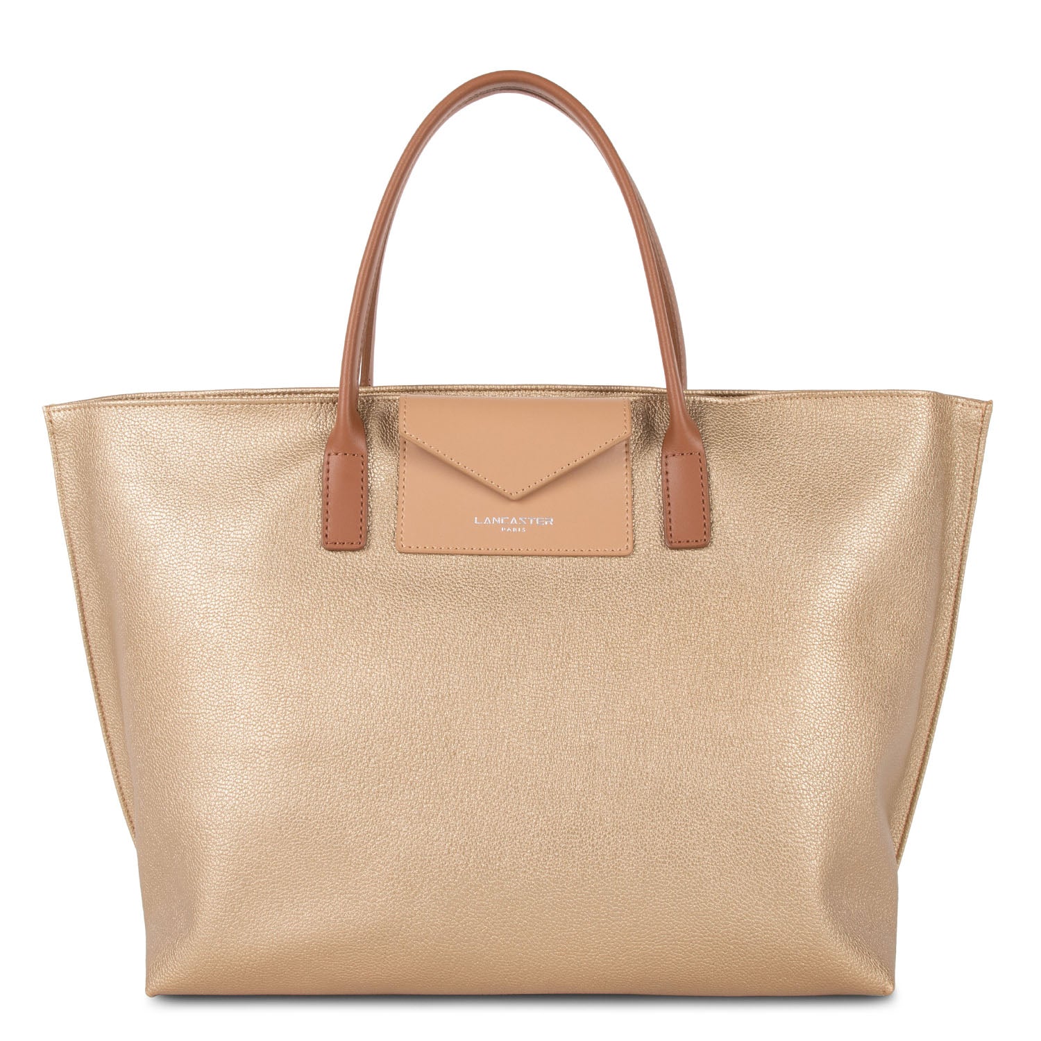 grand sac cabas main - maya #couleur_or-mat-naturel-camel
