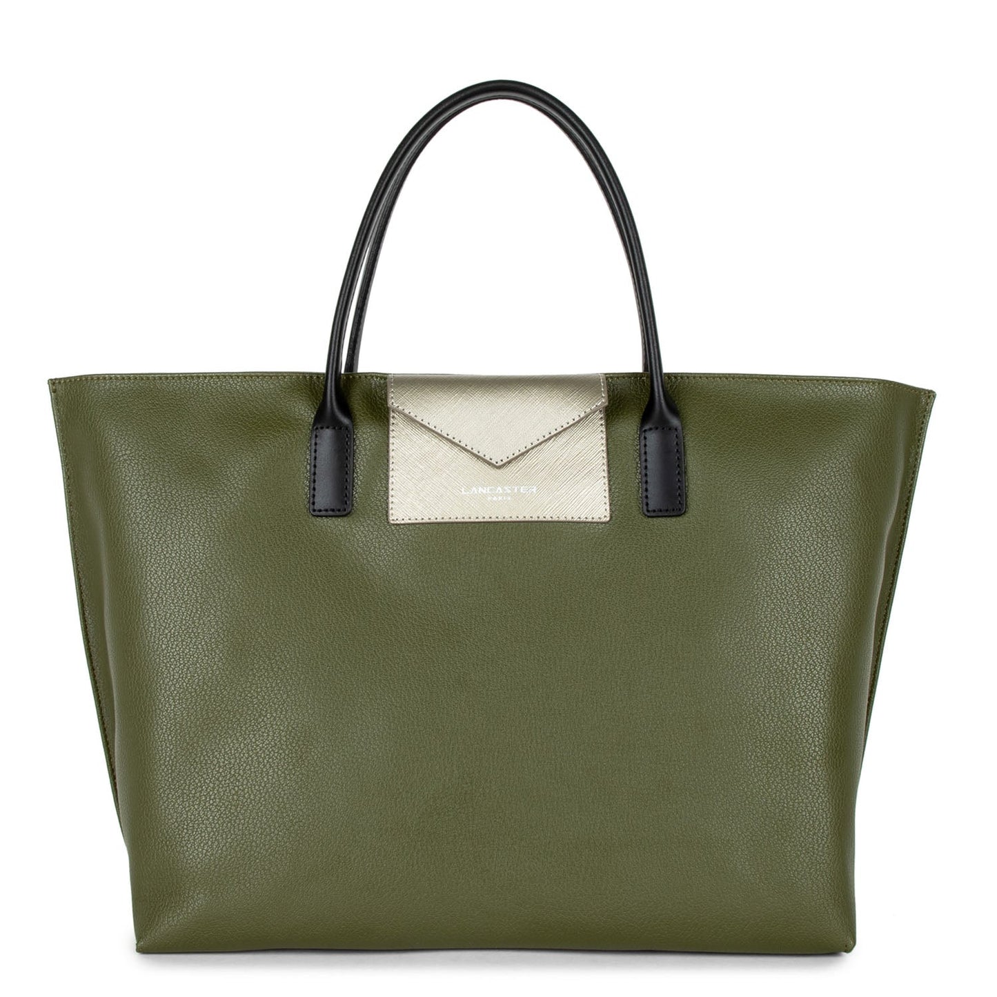 grand sac cabas main - maya #couleur_vert-militaire-fusil-noir
