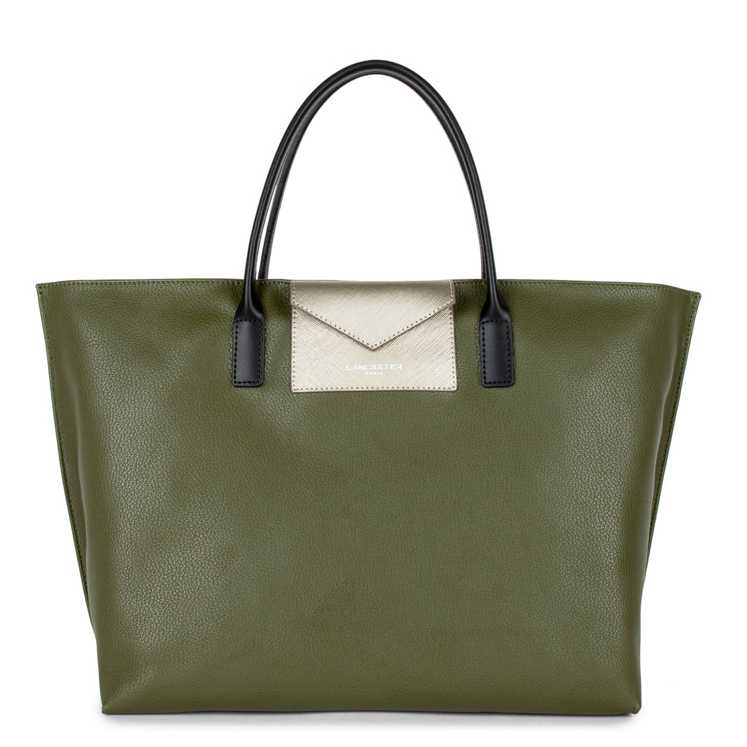 grand sac cabas main - maya #couleur_vert-militaire-fusil-noir