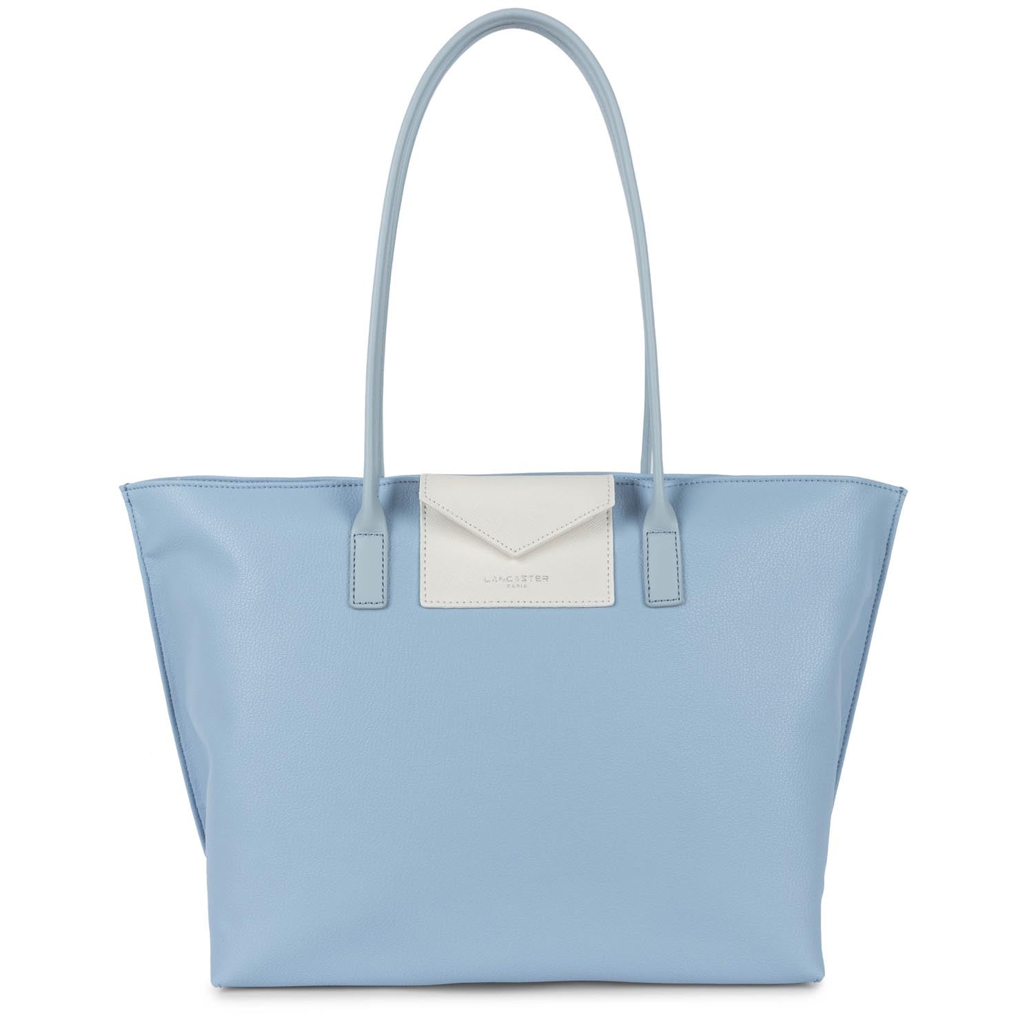 grand sac cabas épaule - maya #couleur_bleu-ciel-ivoire-bleu-cendre