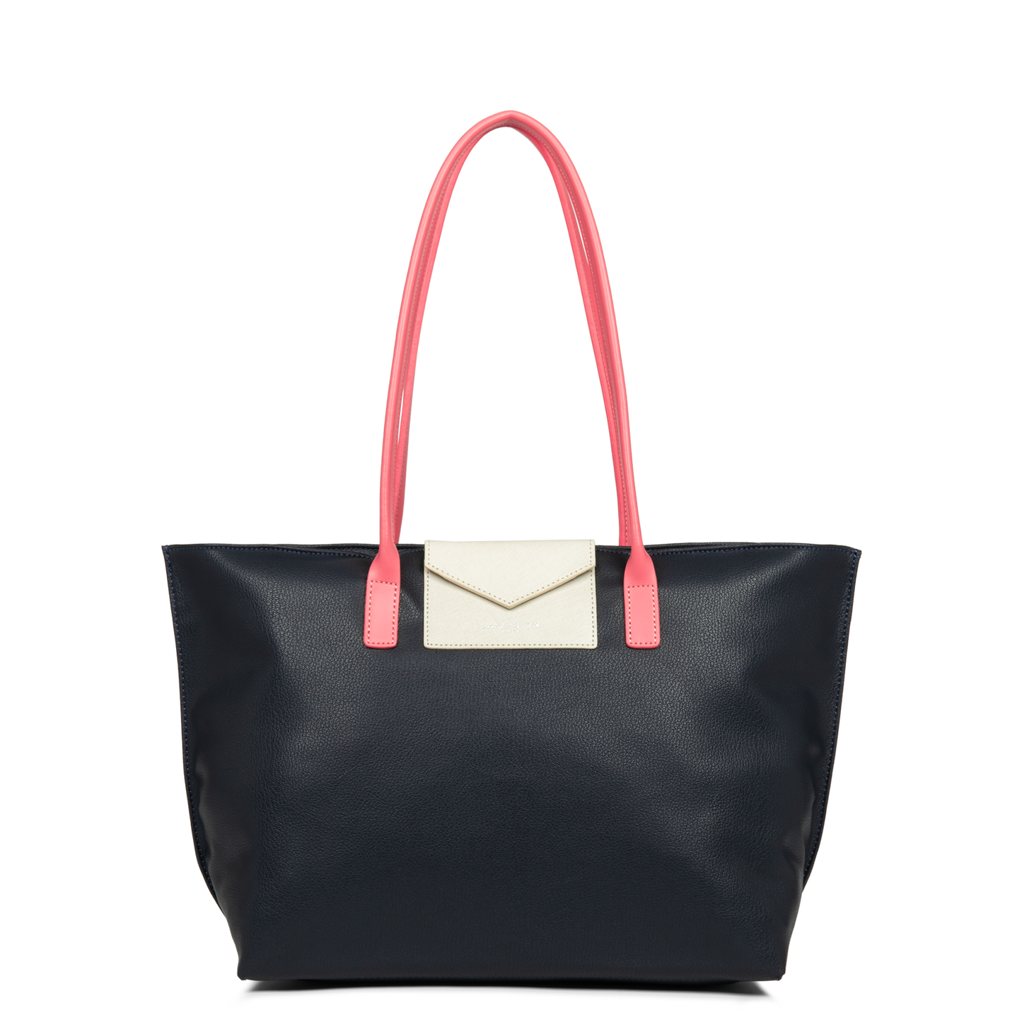 grand sac cabas épaule - maya #couleur_bleu-fonc-blanc-rose