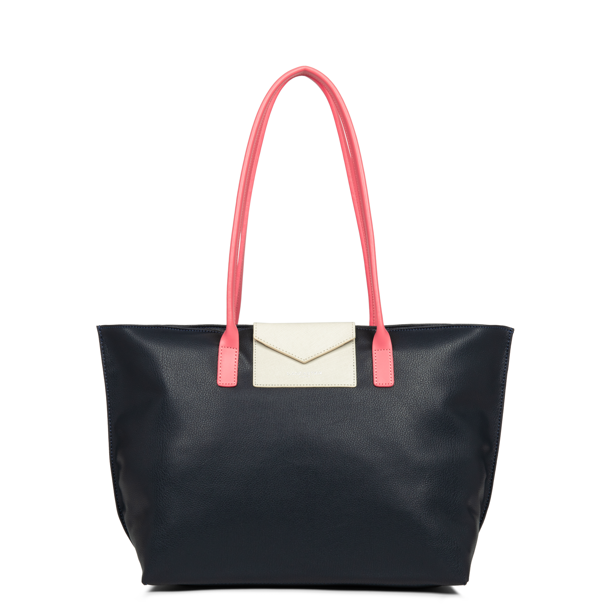 grand sac cabas épaule - maya #couleur_bleu-fonc-blanc-rose