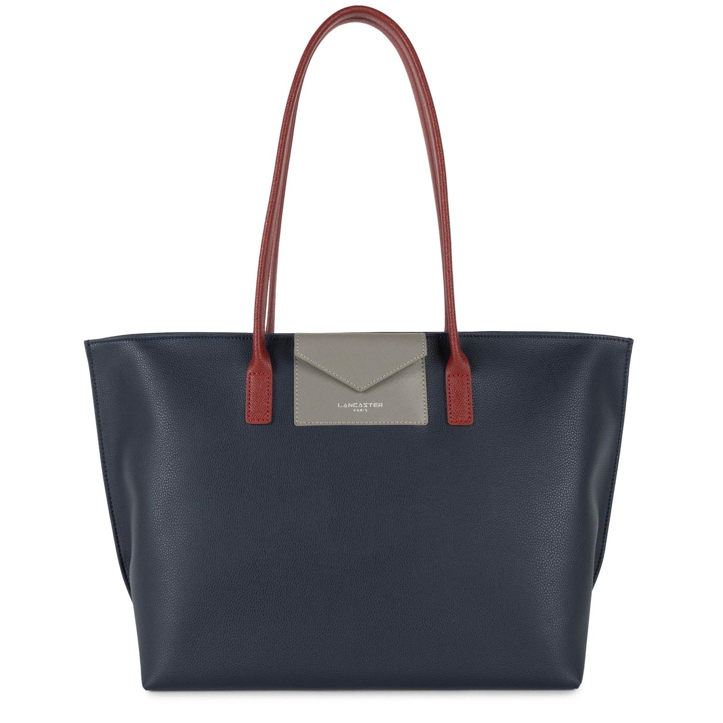 grand sac cabas épaule - maya #couleur_bleu-fonc-gris-chaud-carmin