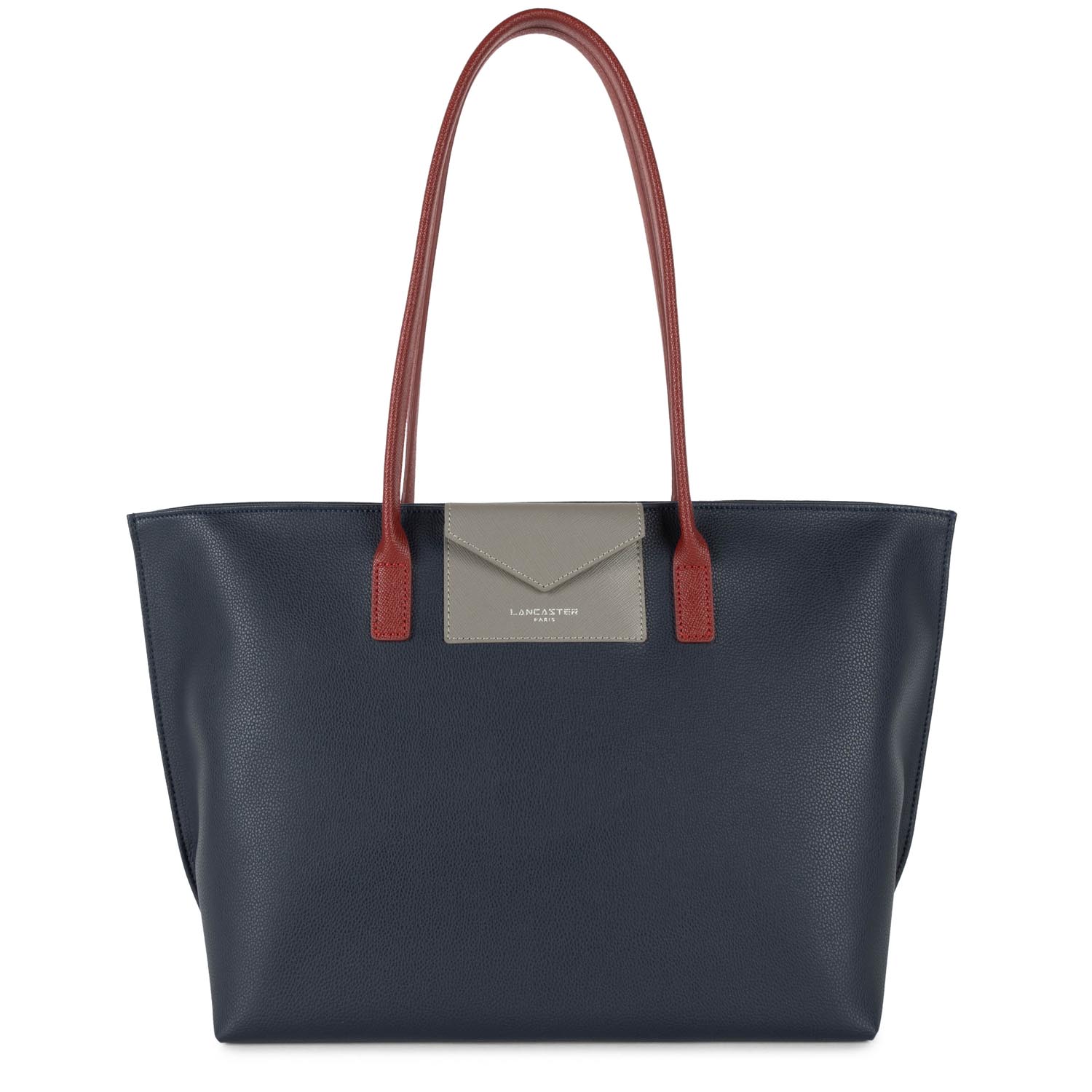 grand sac cabas épaule - maya #couleur_bleu-fonc-gris-chaud-carmin
