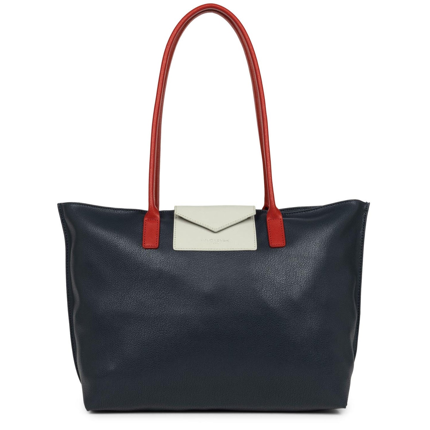 grand sac cabas épaule - maya #couleur_bleu-fonc-gris-clair-rouge