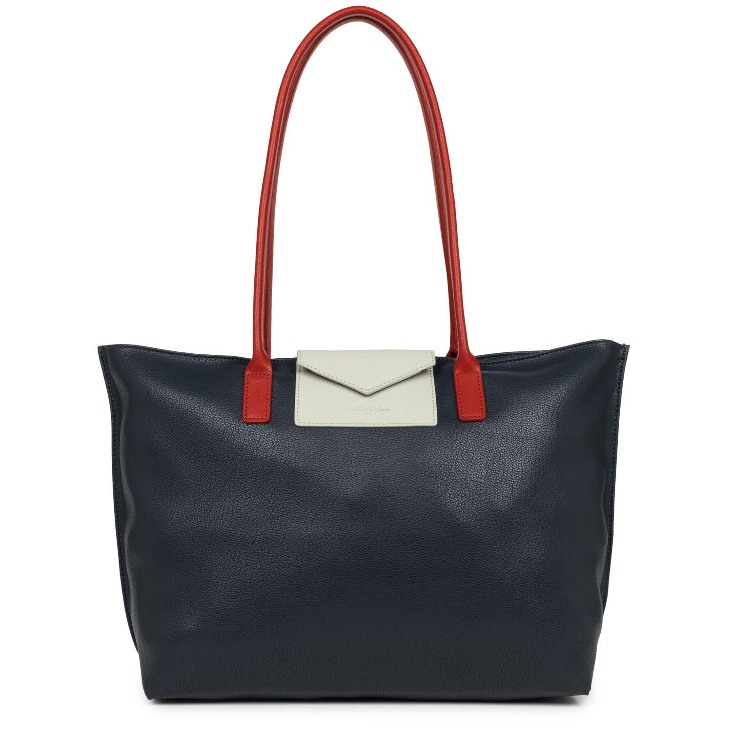grand sac cabas épaule - maya #couleur_bleu-fonc-gris-clair-rouge