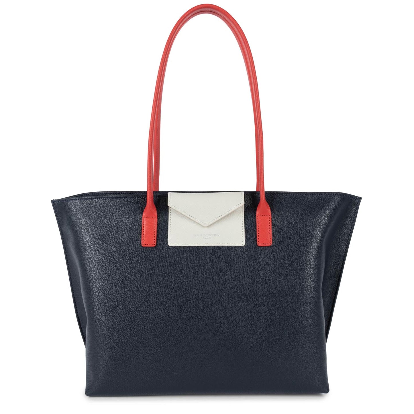 grand sac cabas épaule - maya #couleur_bleu-fonc-ivoire-corail