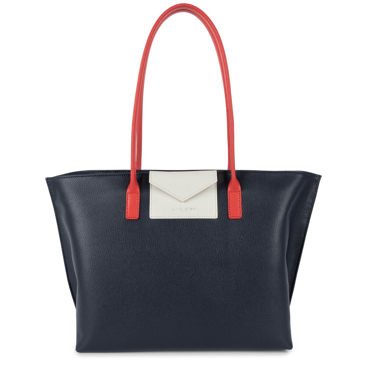 grand sac cabas épaule - maya #couleur_bleu-fonc-ivoire-corail