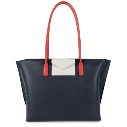 grand sac cabas épaule - maya #couleur_bleu-fonc-ivoire-corail