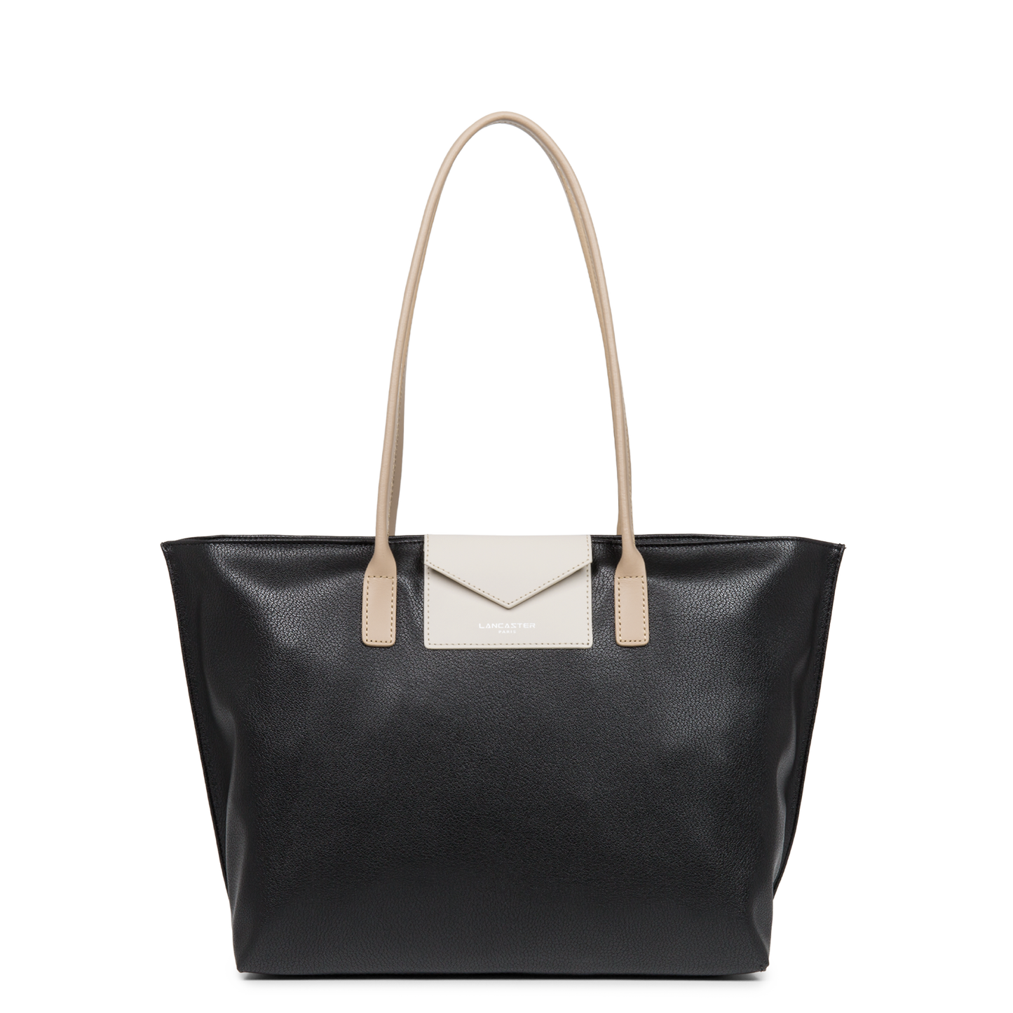grand sac cabas épaule - maya #couleur_noir-ecru-nude