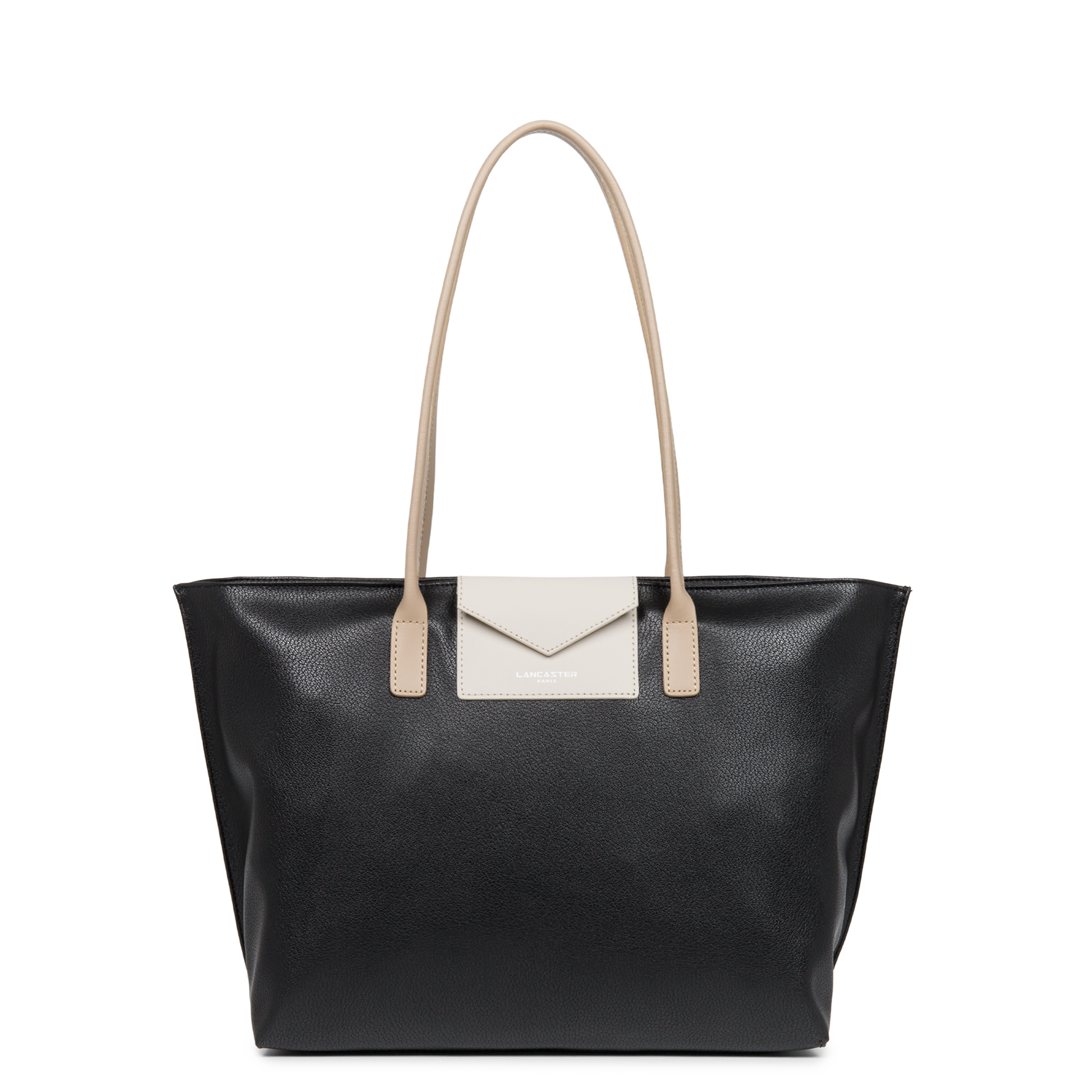 grand sac cabas épaule - maya #couleur_noir-ecru-nude