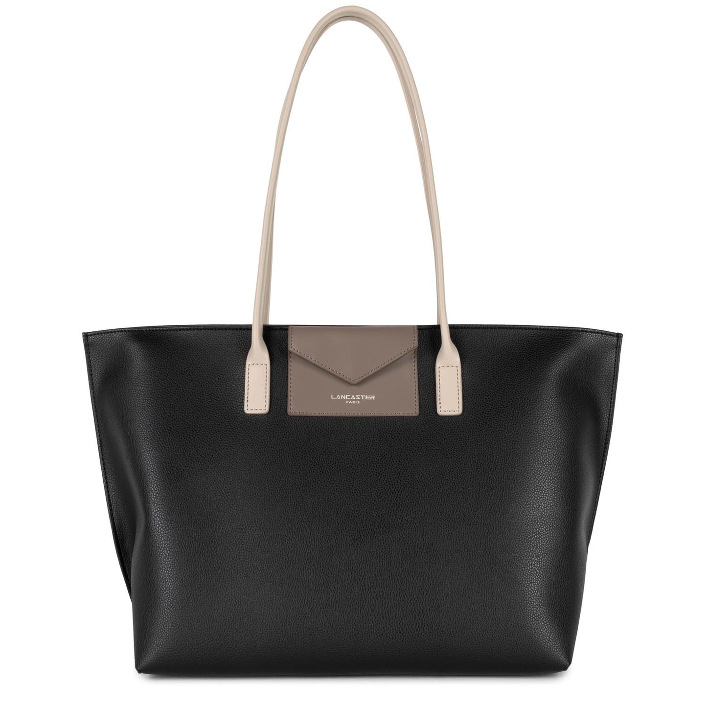 grand sac cabas épaule - maya #couleur_noir-taupe-galet-ros