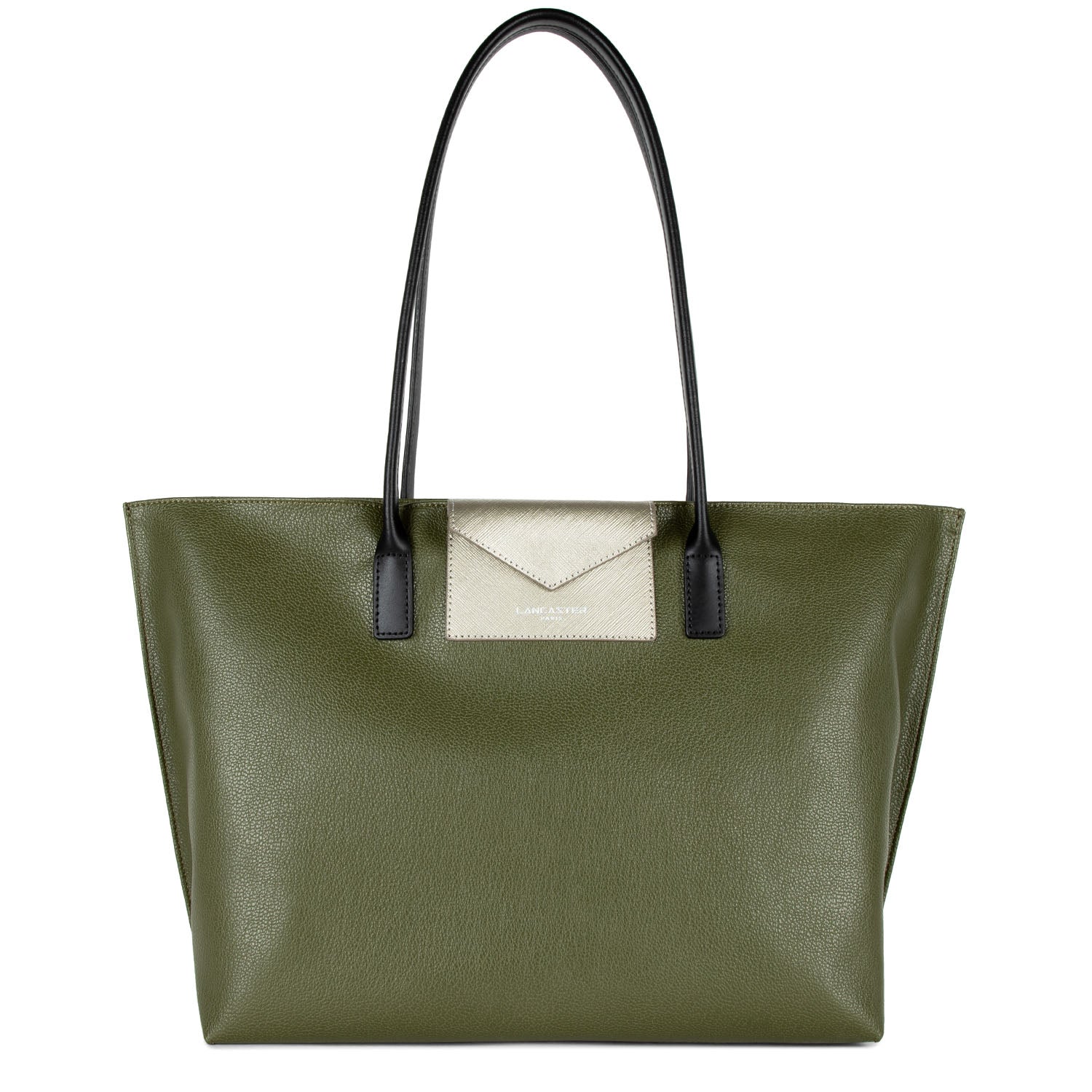 grand sac cabas épaule - maya #couleur_vert-militaire-fusil-noir