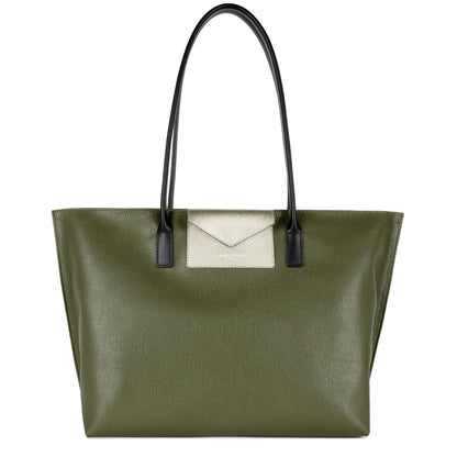 grand sac cabas épaule - maya #couleur_vert-militaire-fusil-noir