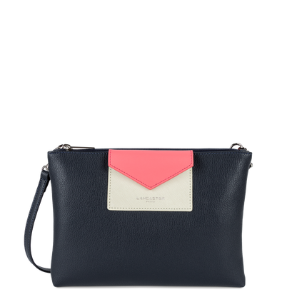 double pochette - maya #couleur_bleu-fonc-blanc-rose