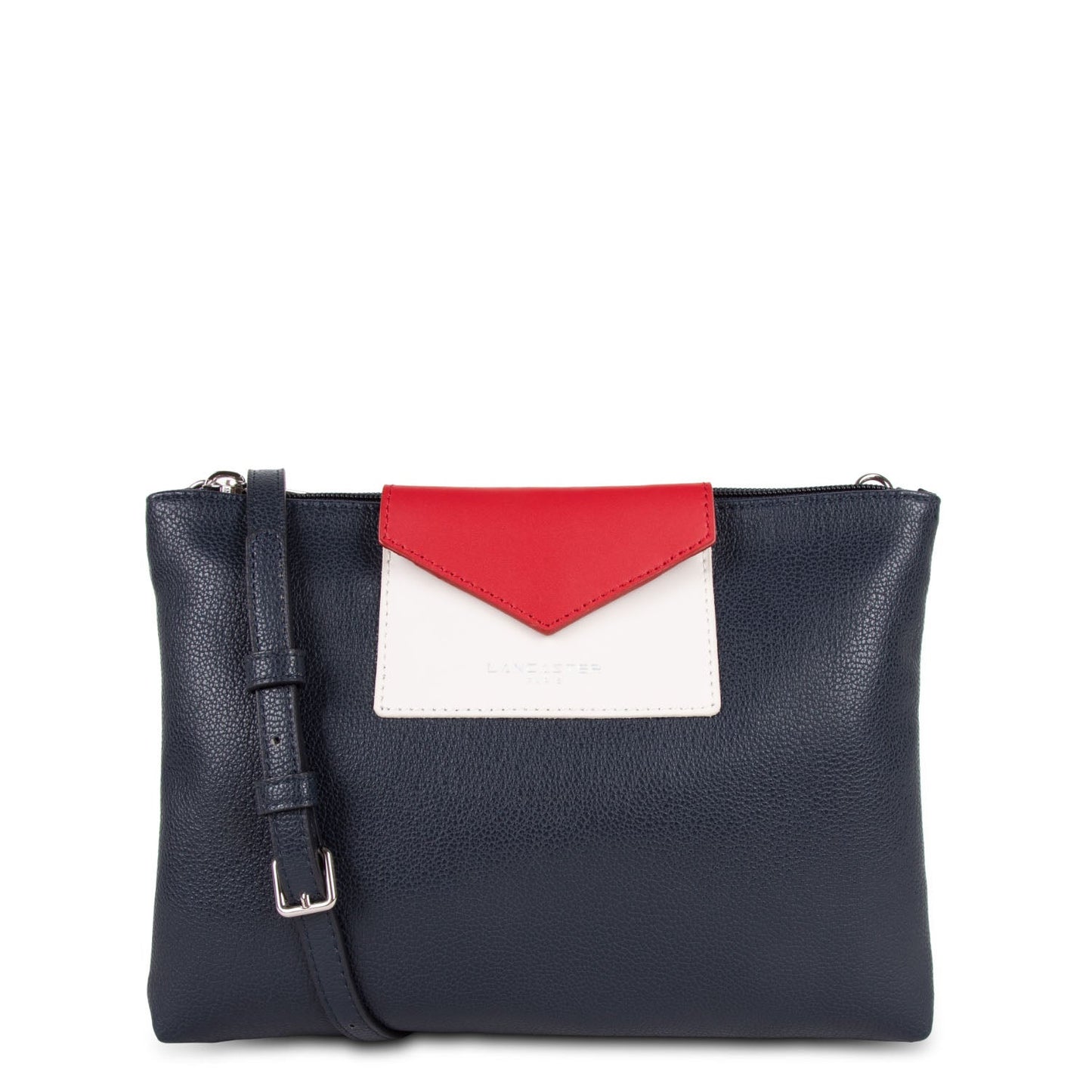 double pochette - maya #couleur_bleu-fonc-ecru-rouge