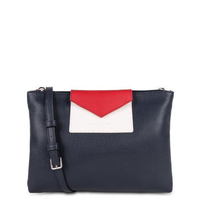 double pochette - maya #couleur_bleu-fonc-ecru-rouge
