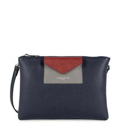 double pochette - maya #couleur_bleu-fonc-gris-chaud-carmin