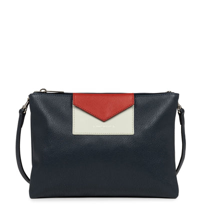 double pochette - maya #couleur_bleu-fonc-gris-clair-rouge