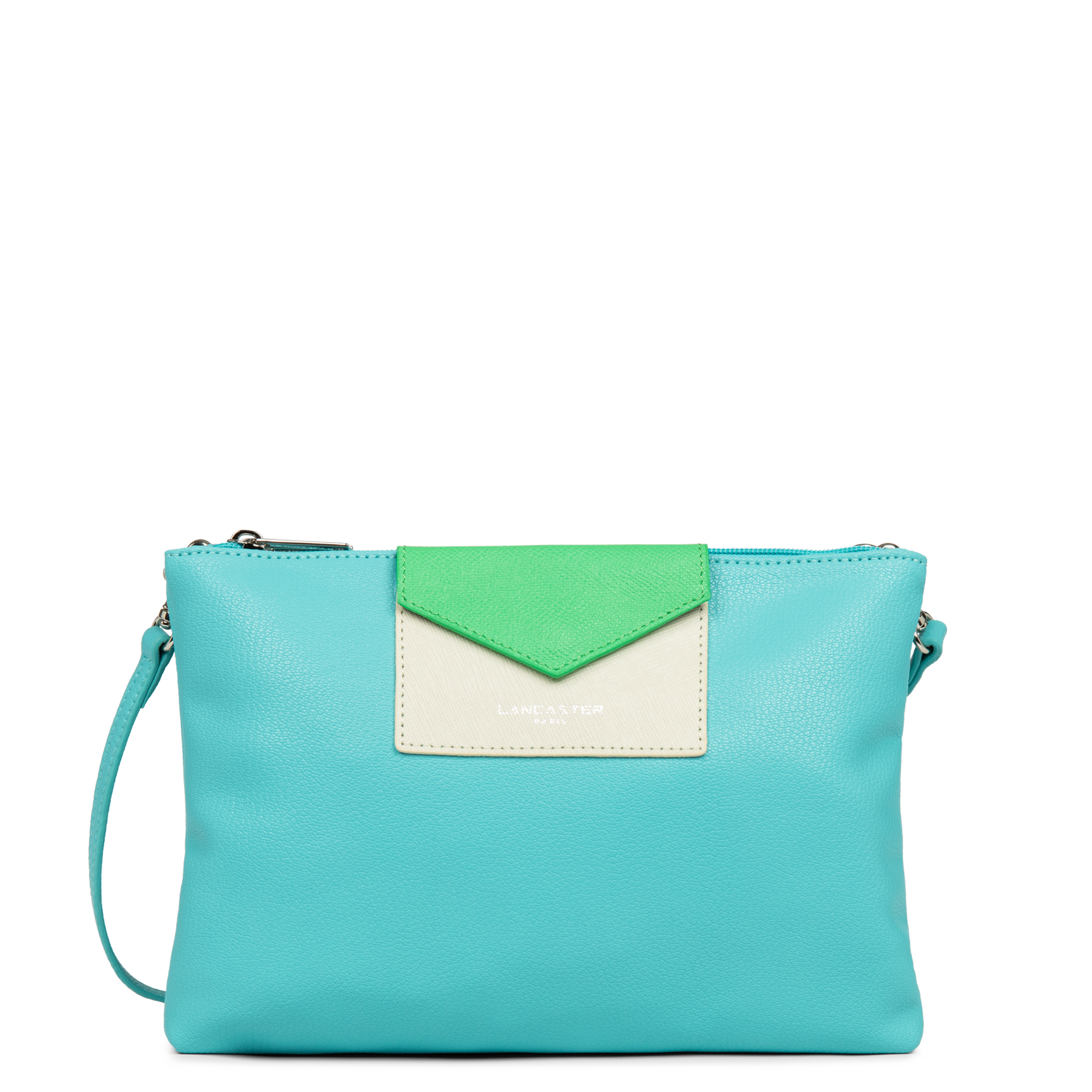 double pochette - maya #couleur_lagon-ivoire-vert-eco