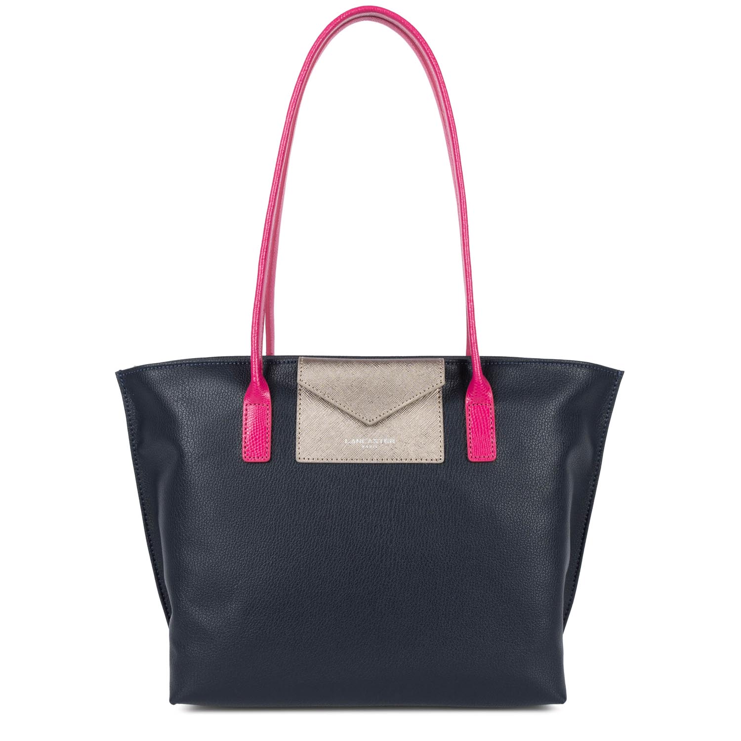 sac cabas épaule - maya #couleur_bleu-fonc-gris-argent-fuxia
