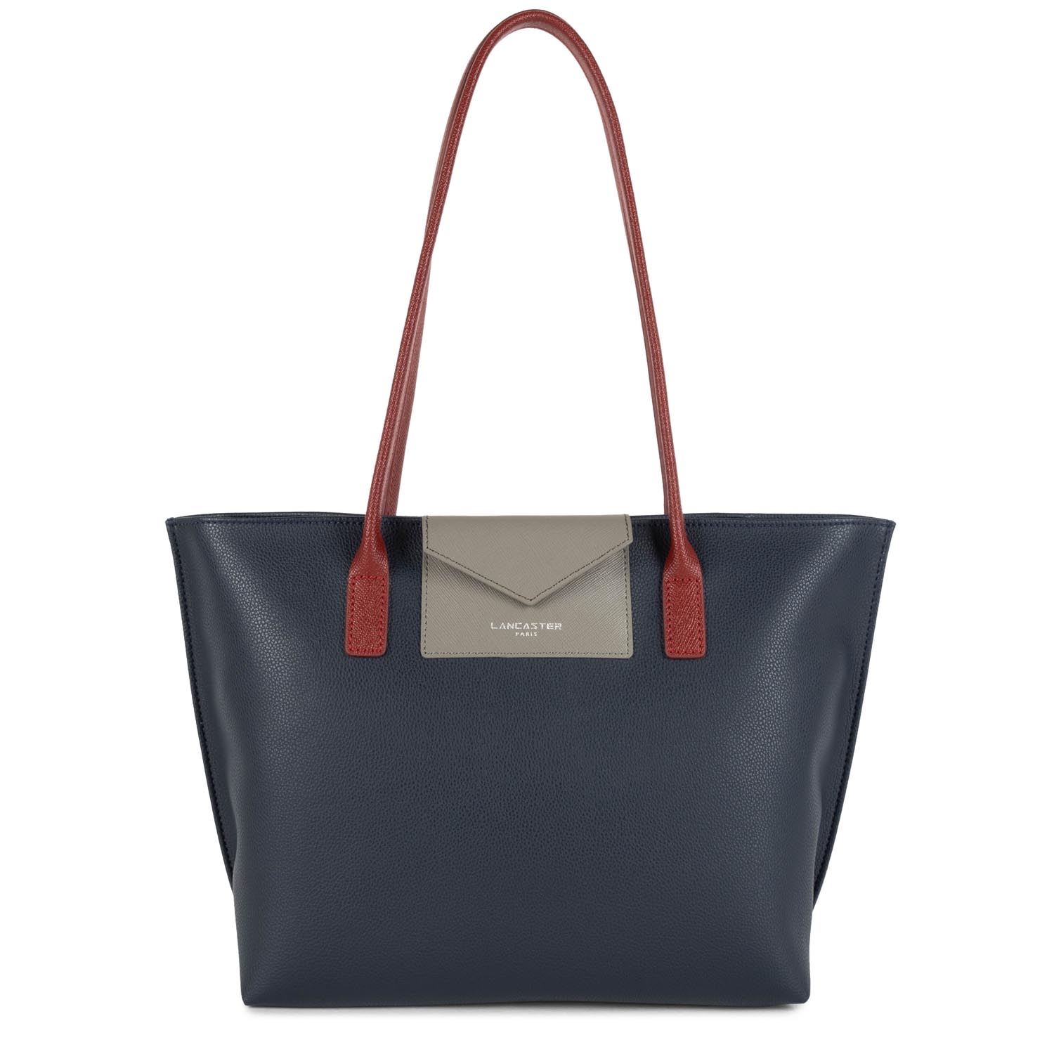 sac cabas épaule - maya #couleur_bleu-fonc-gris-chaud-carmin