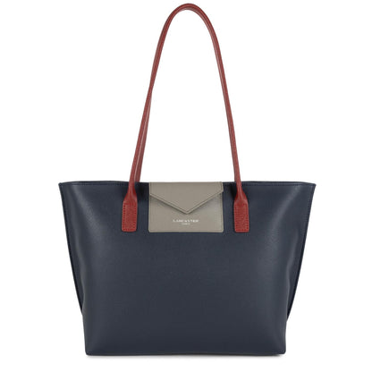 sac cabas épaule - maya #couleur_bleu-fonc-gris-chaud-carmin