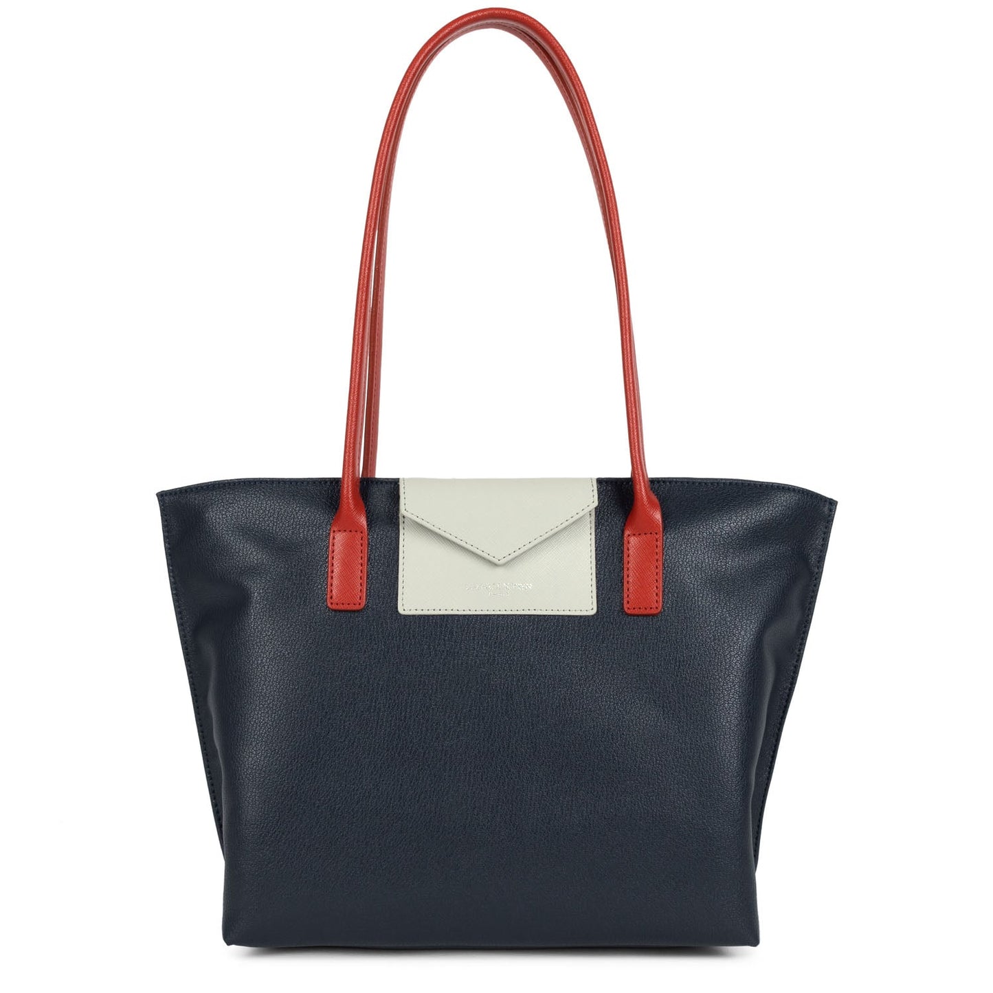 sac cabas épaule - maya #couleur_bleu-fonc-gris-clair-rouge