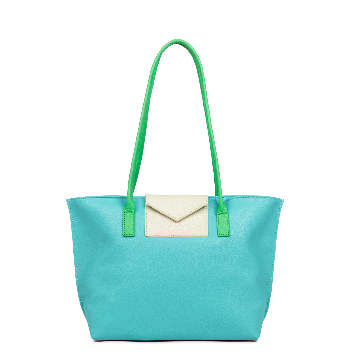 sac cabas épaule - maya #couleur_lagon-ivoire-vert-eco