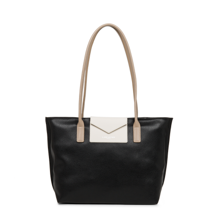 sac cabas épaule - maya #couleur_noir-ecru-nude