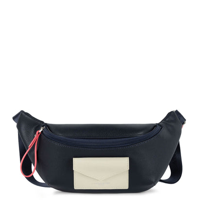 sac banane - maya #couleur_bleu-fonc-blanc-rose