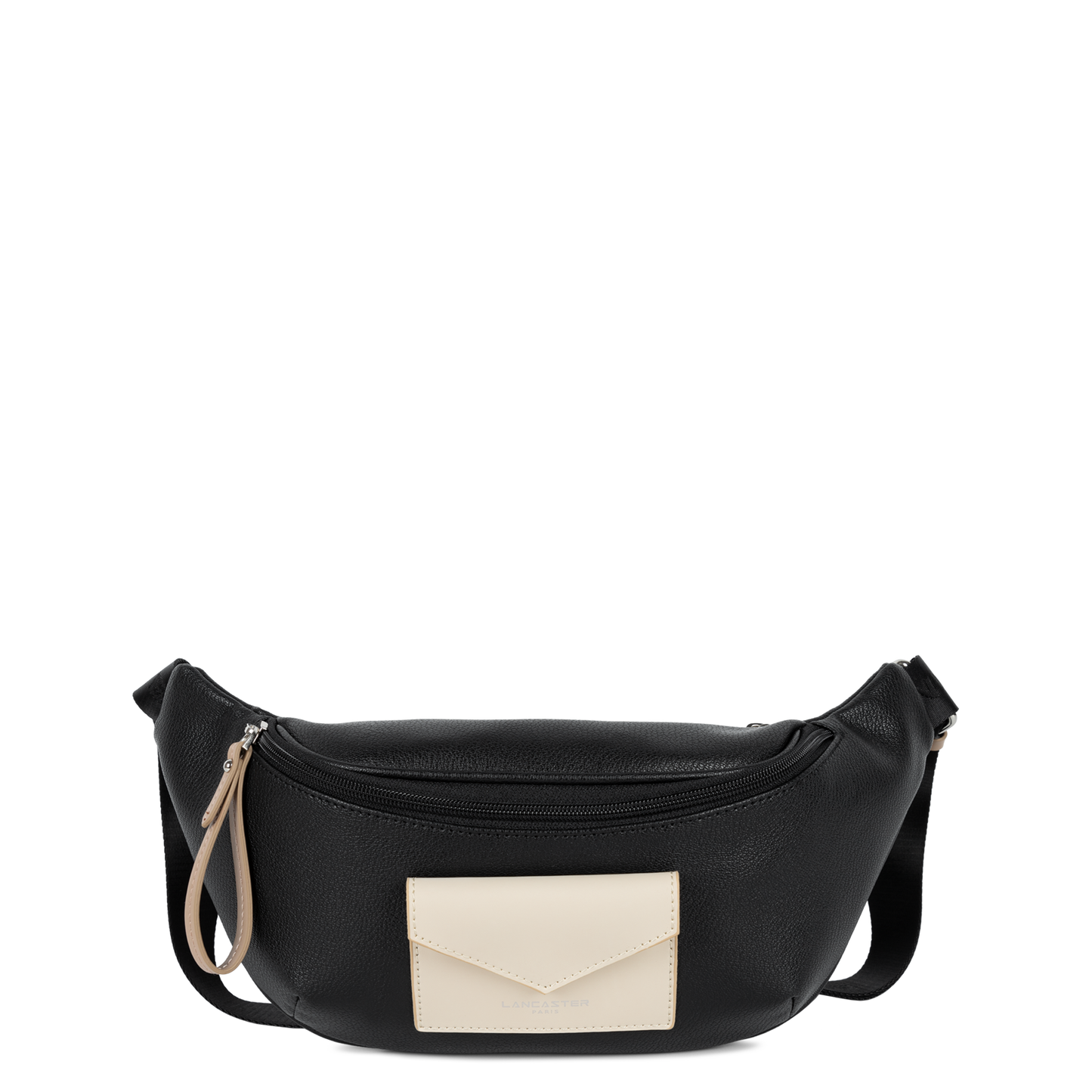 sac banane - maya #couleur_noir-ecru-nude
