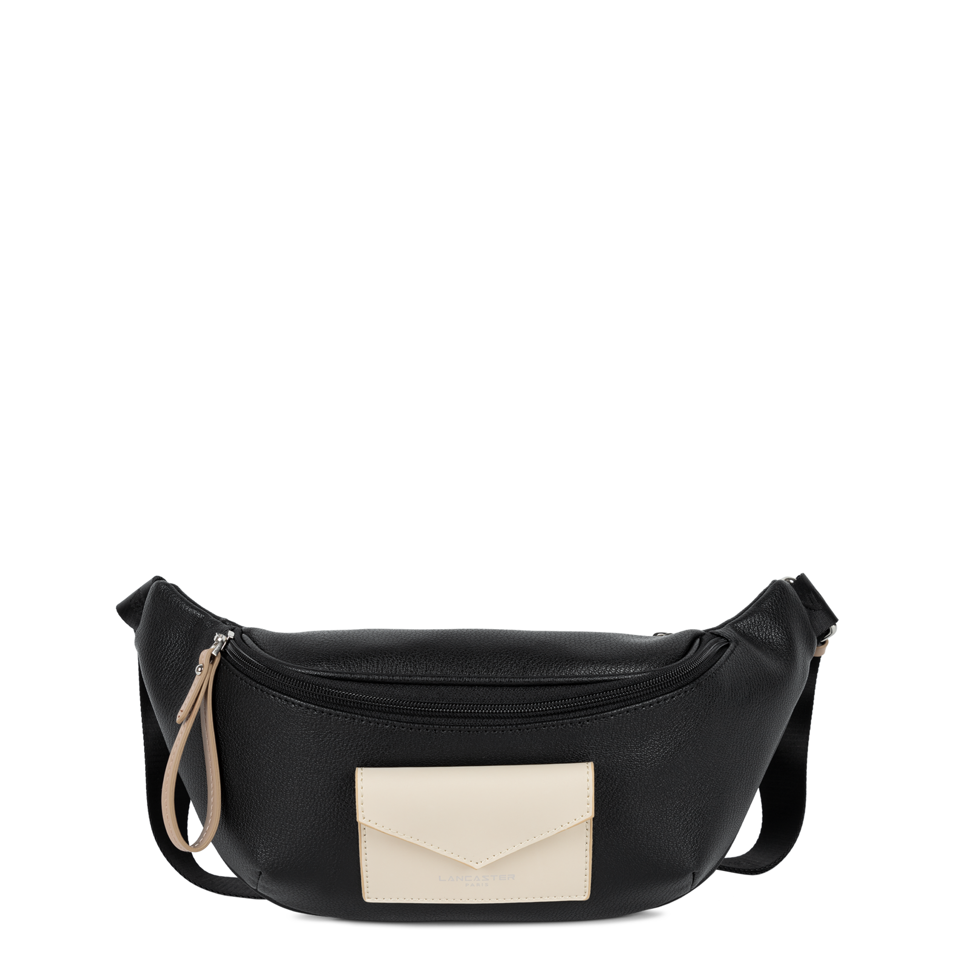 sac banane - maya #couleur_noir-ecru-nude