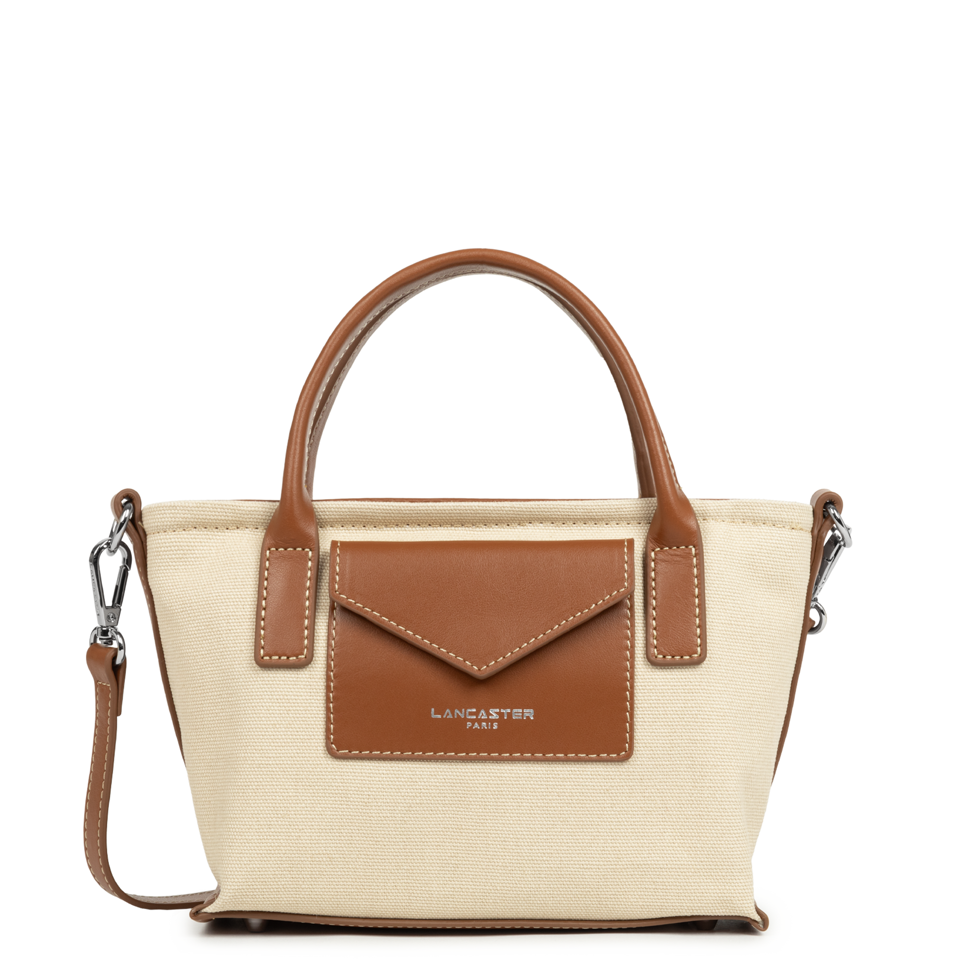 mini sac cabas main - canvas kba #couleur_beige-cognac