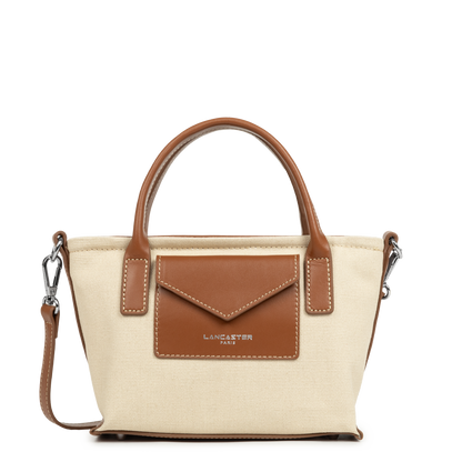 mini sac cabas main - canvas kba #couleur_beige-cognac
