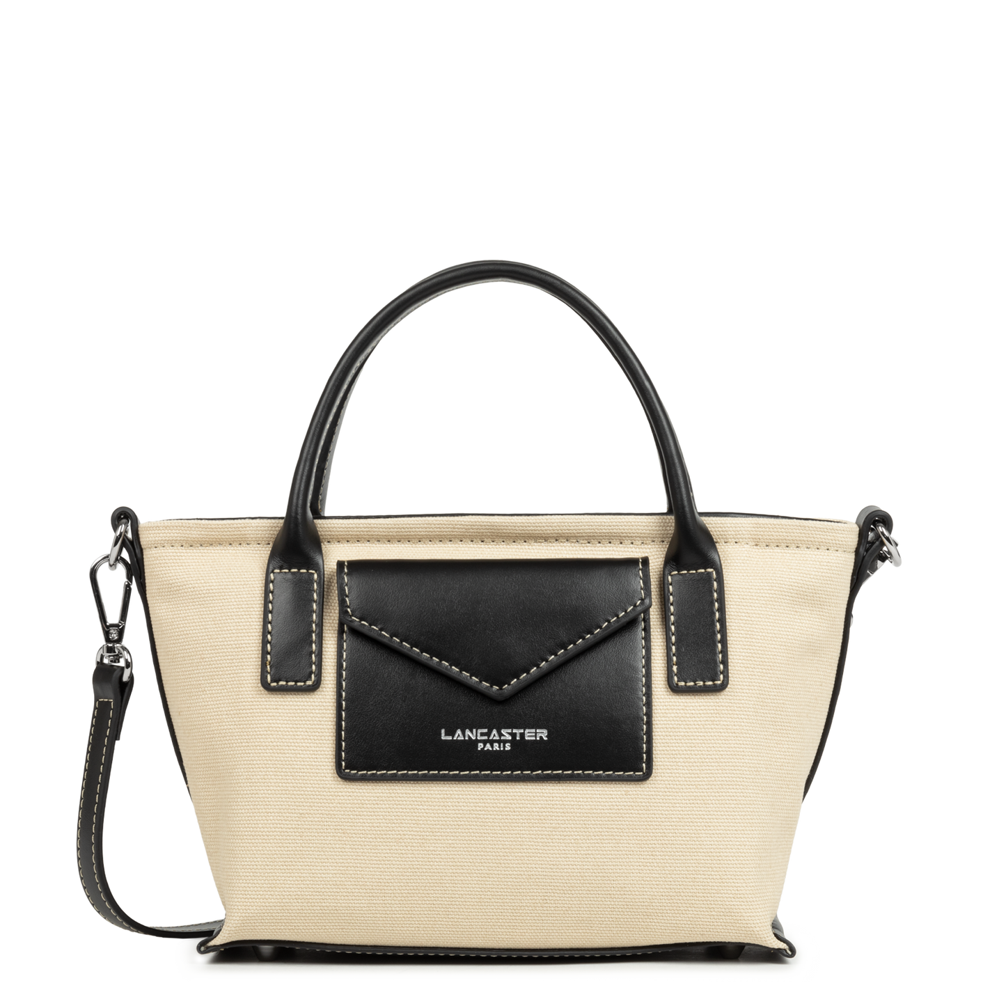 mini sac cabas main - canvas kba #couleur_beige-noir