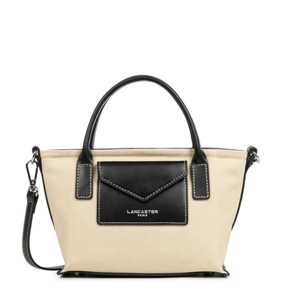 mini sac cabas main - canvas kba #couleur_beige-noir