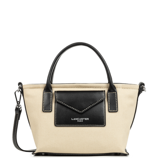 mini sac cabas main - canvas kba #couleur_beige-noir
