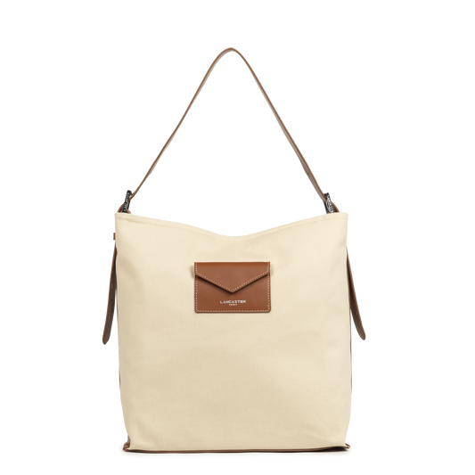 grand sac seau - canvas kba #couleur_beige-cognac