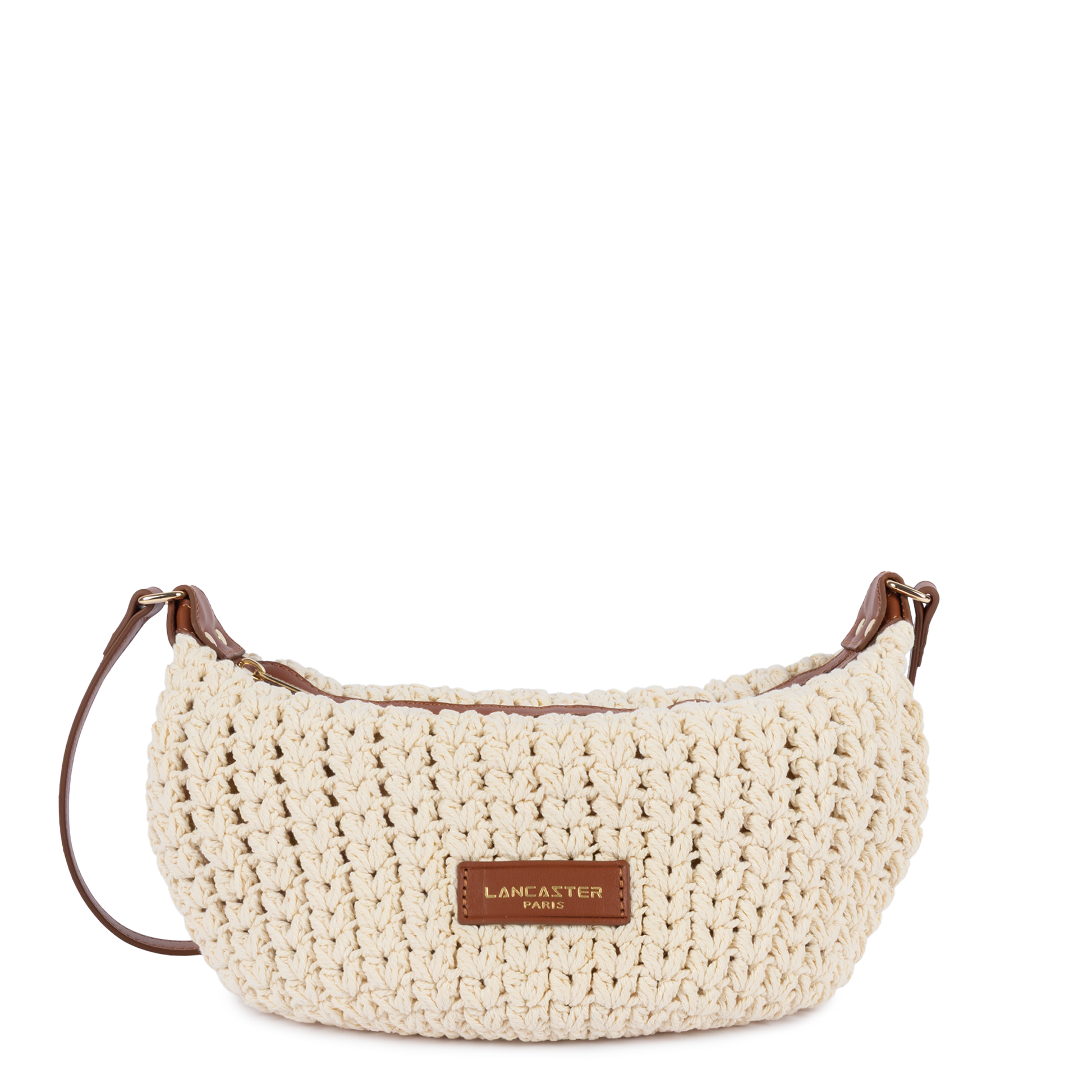 petit sac besace - tressé coton #couleur_camel