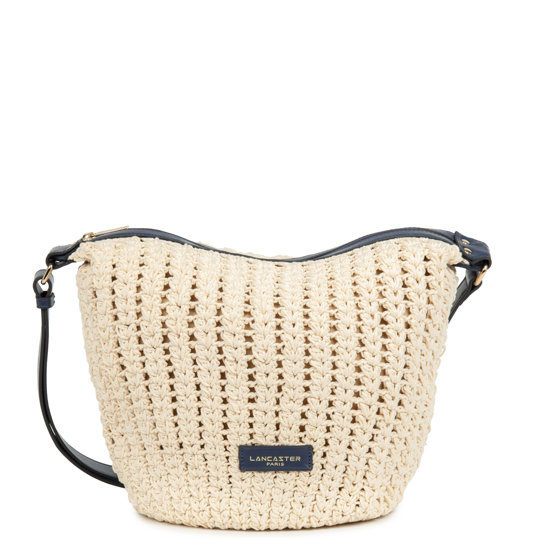 grand sac seau - tressé coton #couleur_bleu