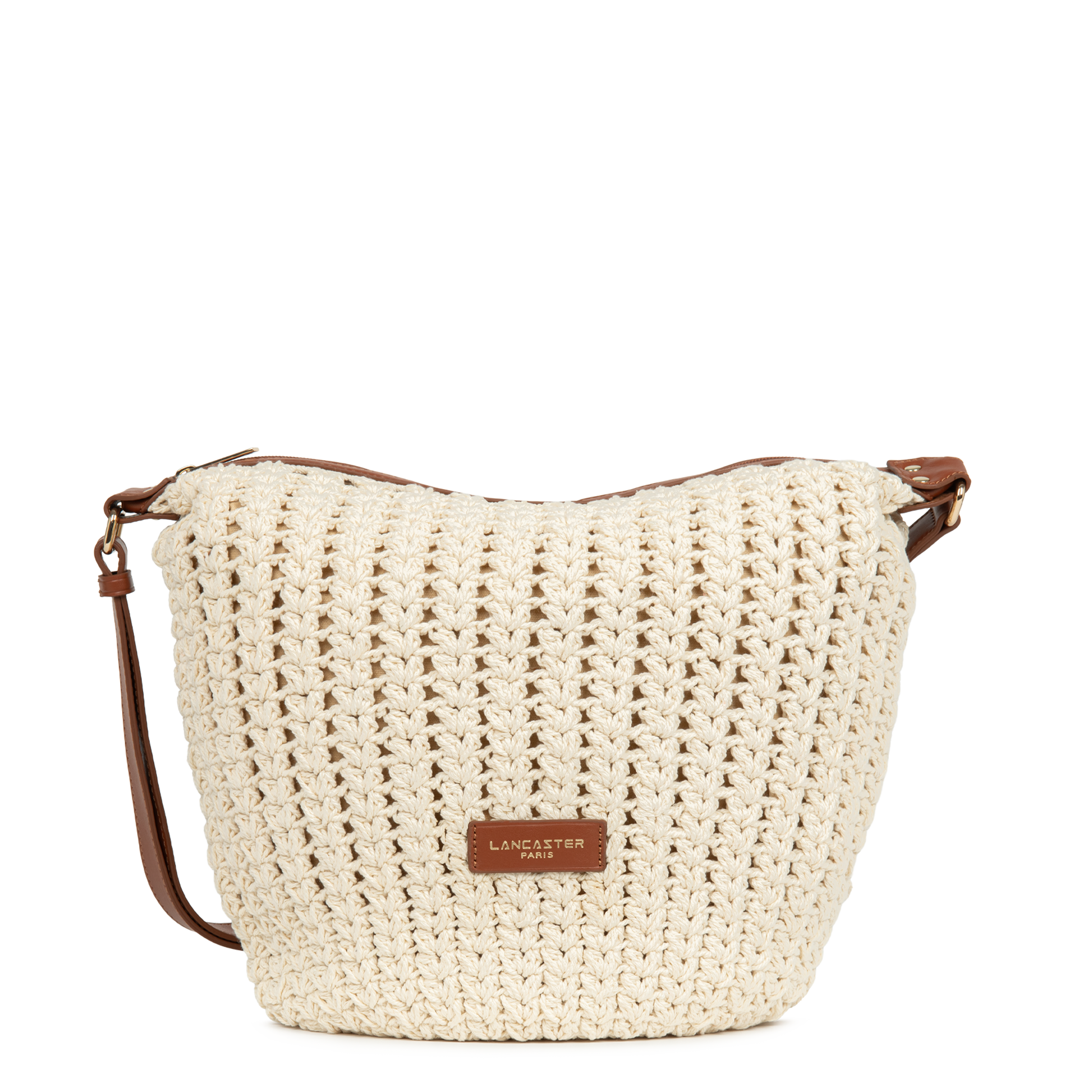 grand sac seau - tressé coton #couleur_camel