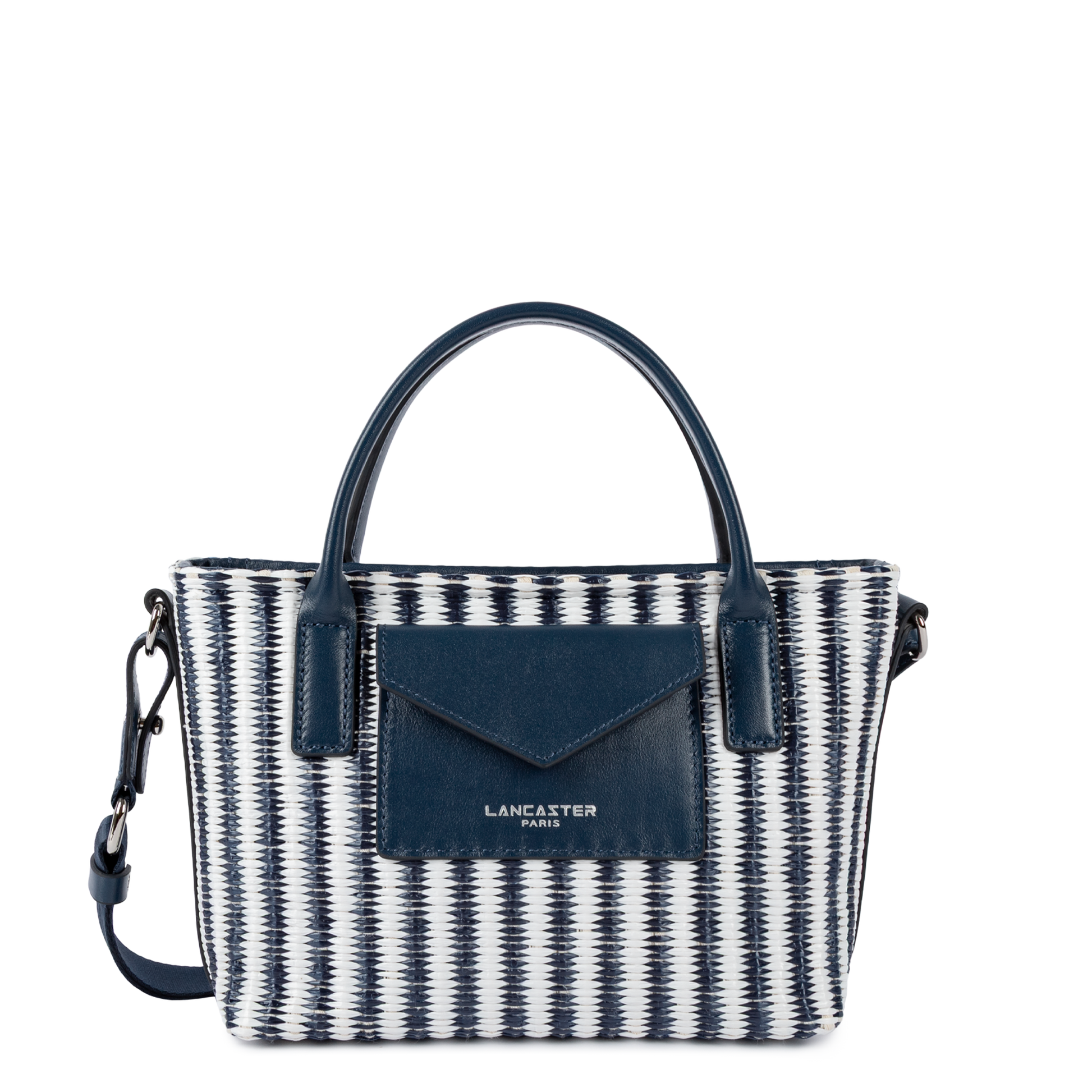 mini sac cabas main - kba marinière osier #couleur_bleu