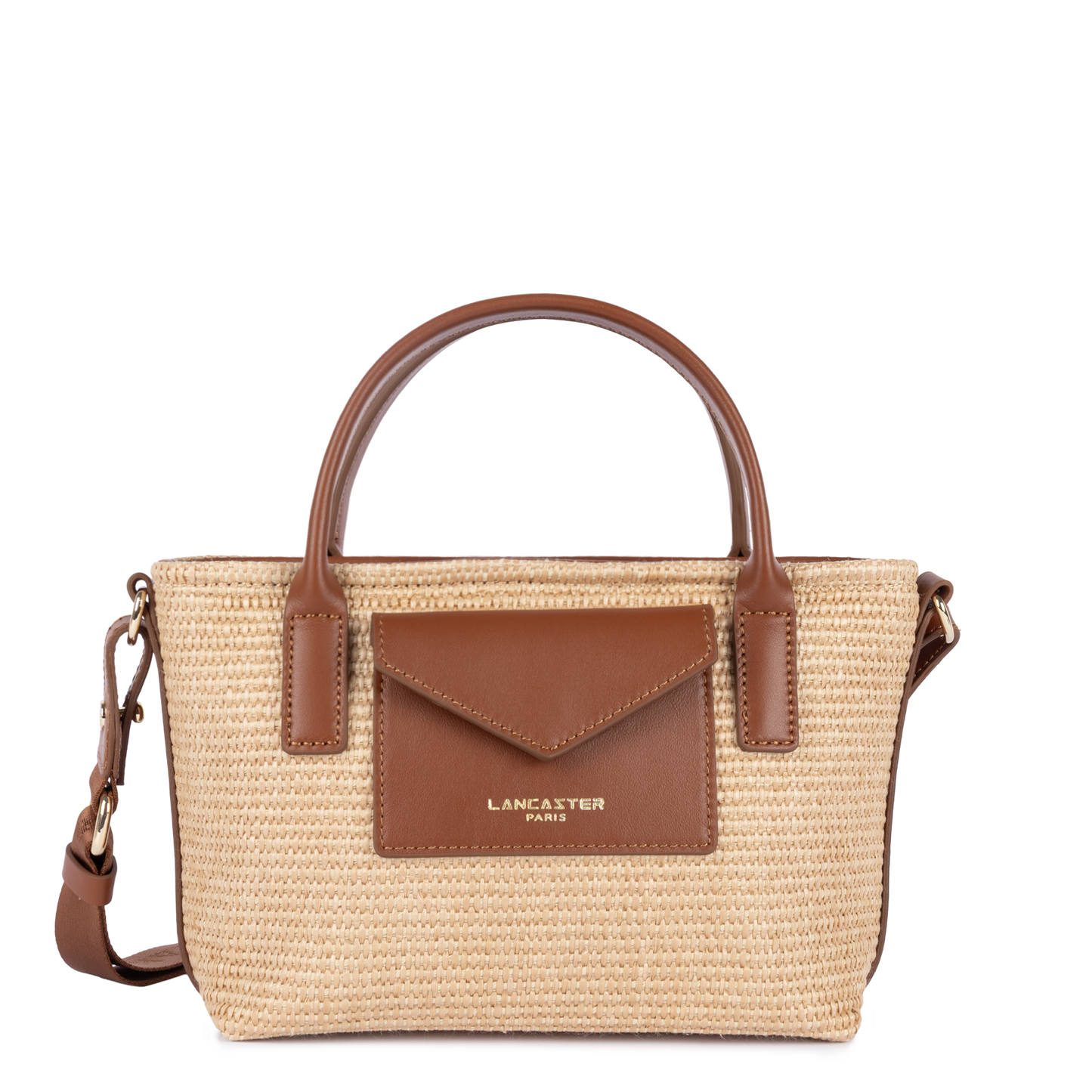 mini sac cabas main - kba marinière osier #couleur_cognac