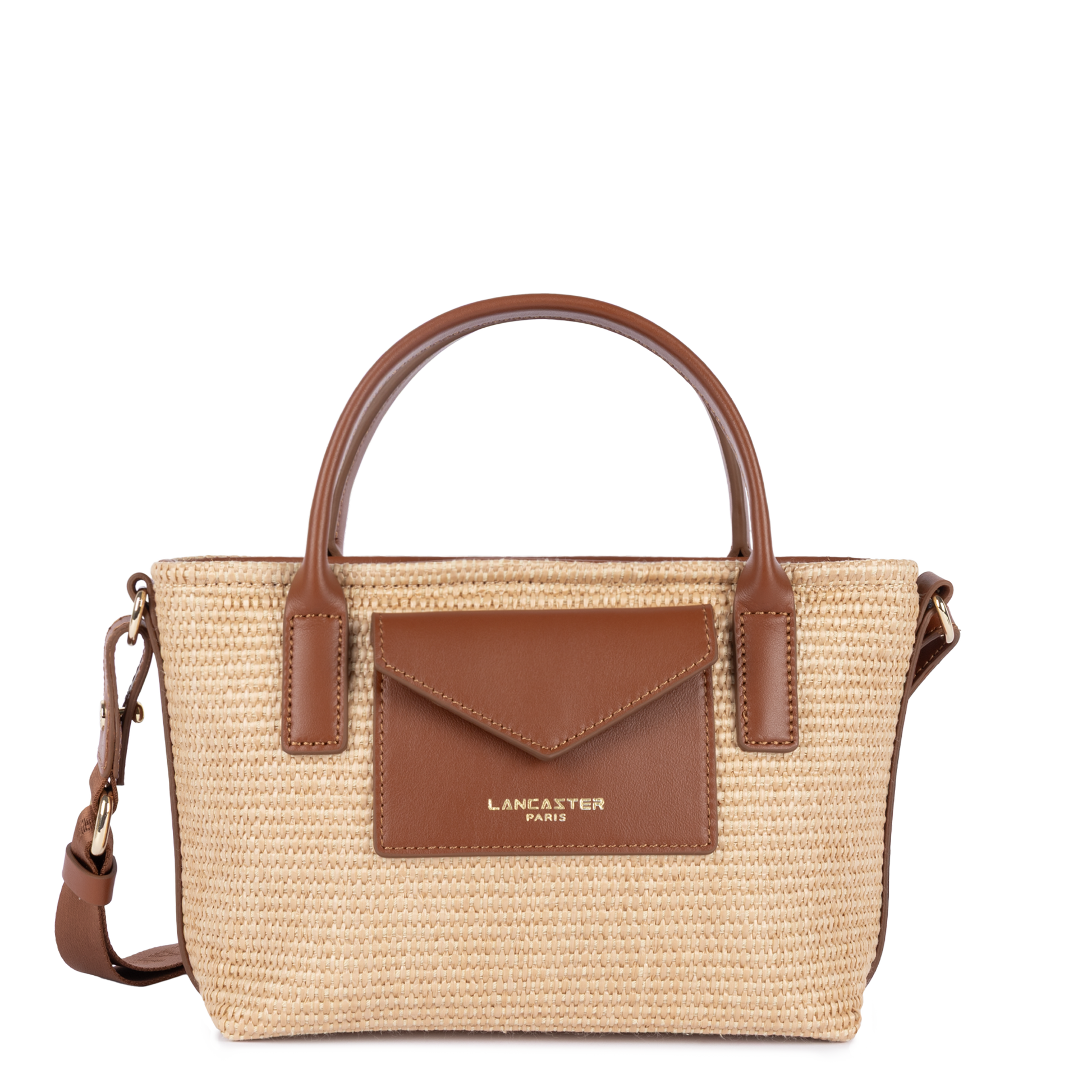 mini sac cabas main - kba marinière osier #couleur_cognac